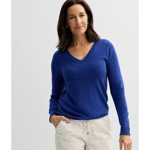 Croft & Barrow Women’s Plus 1X Blue V-Neck Long Sleeve Pullover Knit Sweater
